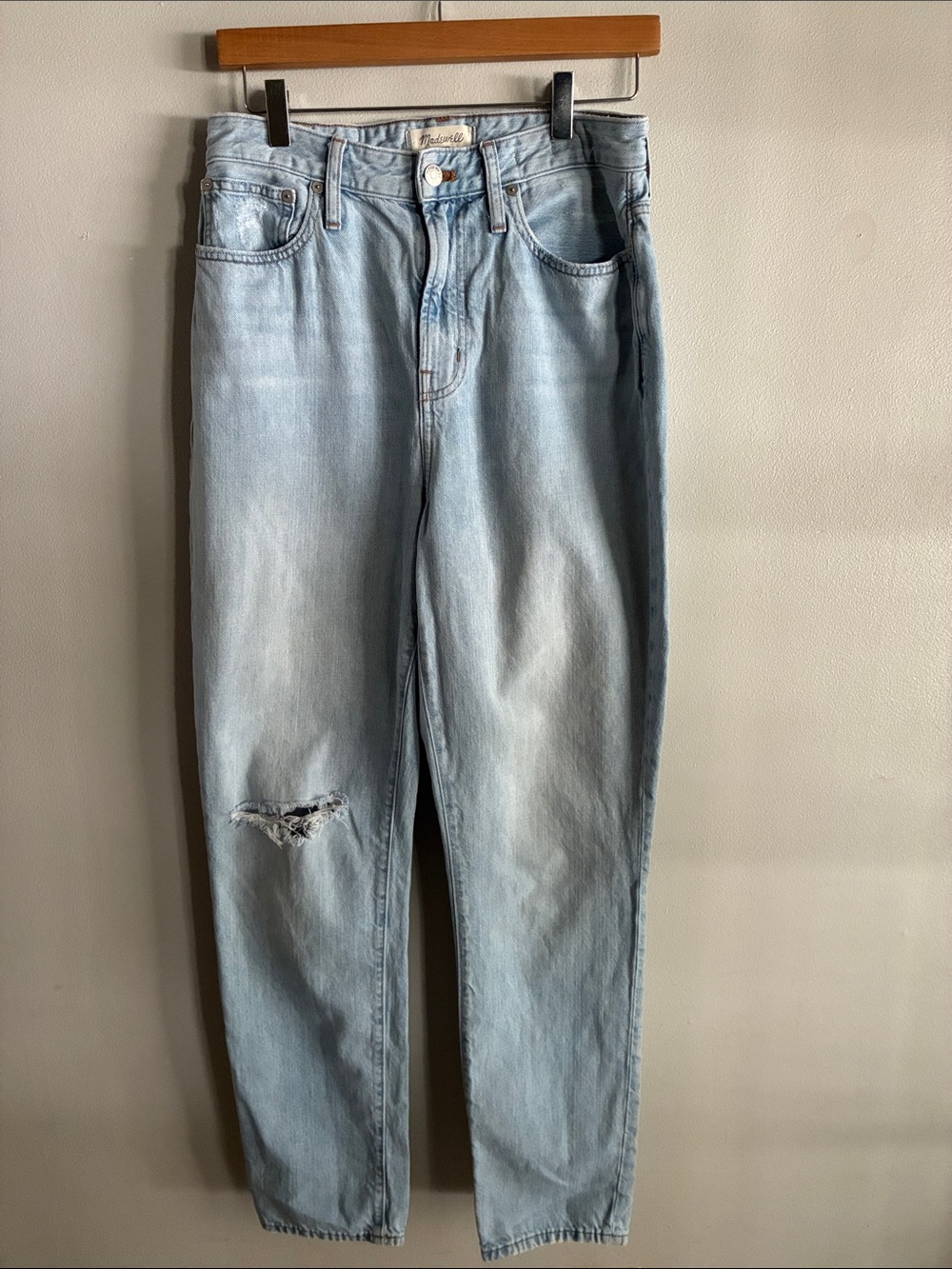 Madewell Curvy Perfect Vintage Jeans 28T High Rise Straight Distressed Light